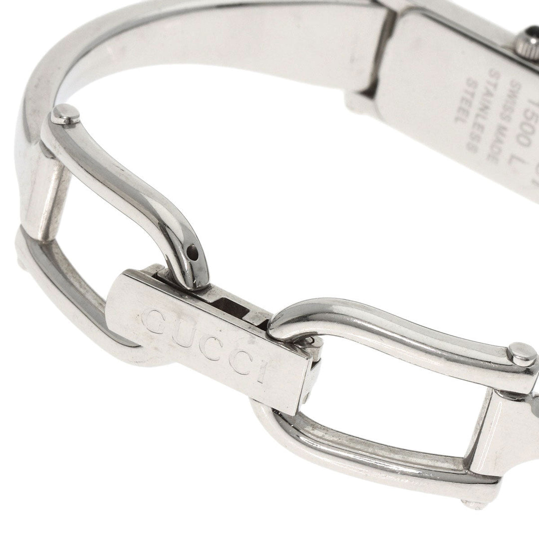 GUCCI Watches Quartz 1500L Stainless Steel , Stainless Steel Silver Square face black dial Women Used Authentic