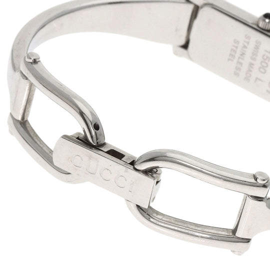 GUCCI Watches Quartz 1500L Stainless Steel , Stainless Steel Silver Square face black dial Women Used Authentic