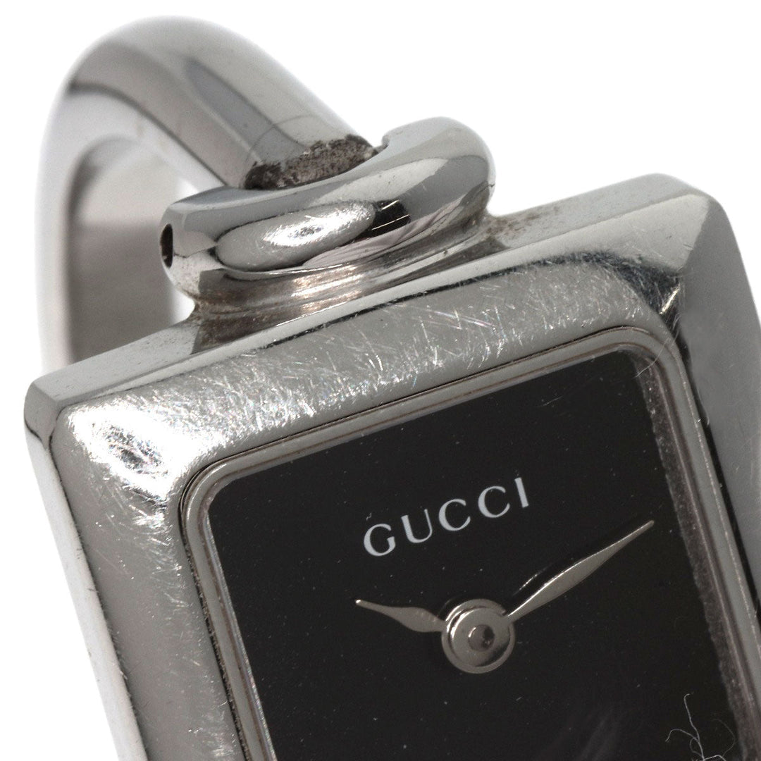 GUCCI Watches Quartz 1900L Stainless Steel , Stainless Steel Silver Square face black dial Women Used Authentic