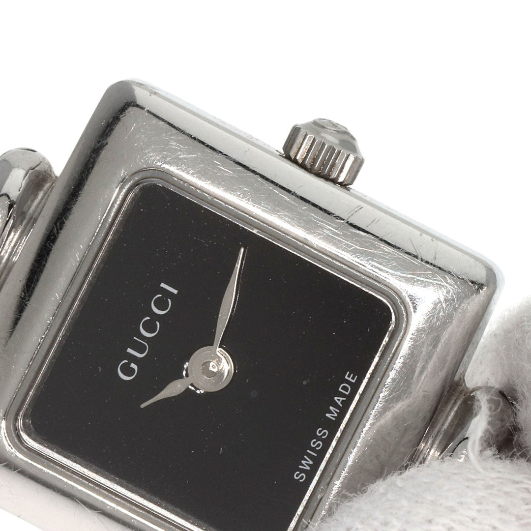 GUCCI Watches Quartz 1900L Stainless Steel , Stainless Steel Silver Square face black dial Women Used Authentic