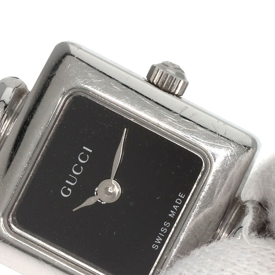GUCCI Watches Quartz 1900L Stainless Steel , Stainless Steel Silver Square face black dial Women Used Authentic