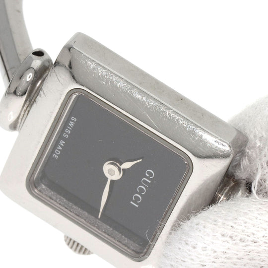 GUCCI Watches Quartz 1900L Stainless Steel , Stainless Steel Silver Square face black dial Women Used Authentic