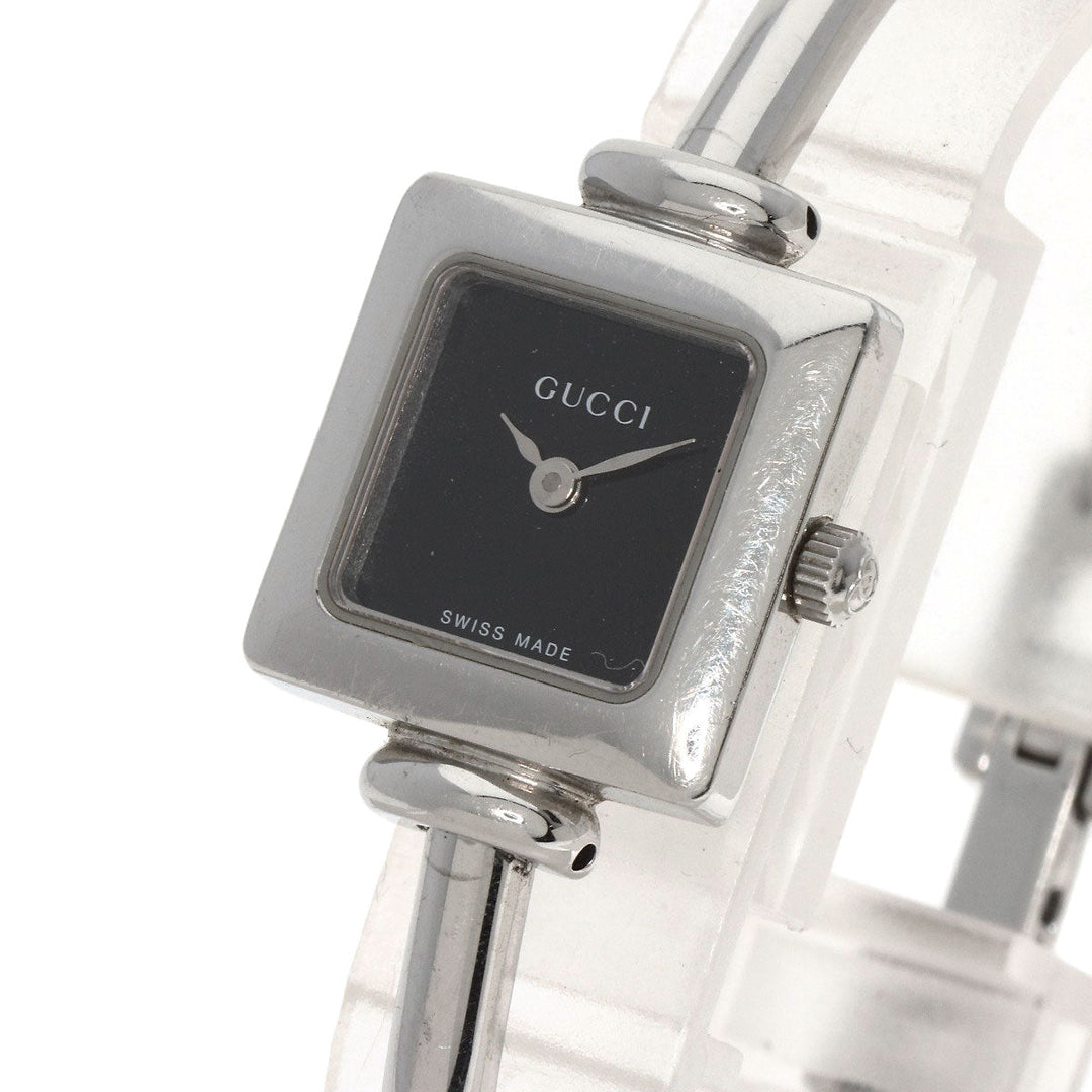 GUCCI Watches Quartz 1900L Stainless Steel , Stainless Steel Silver Square face black dial Women Used Authentic