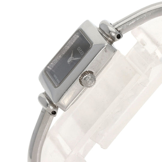 GUCCI Watches Quartz 1900L Stainless Steel , Stainless Steel Silver Square face black dial Women Used Authentic