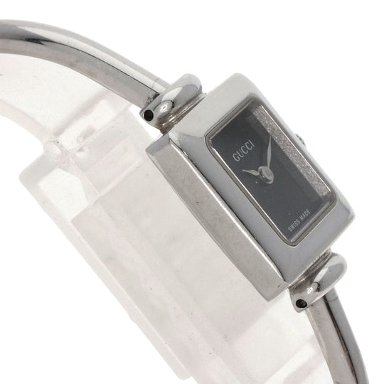 GUCCI Watches Quartz 1900L Stainless Steel , Stainless Steel Silver Square face black dial Women Used Authentic