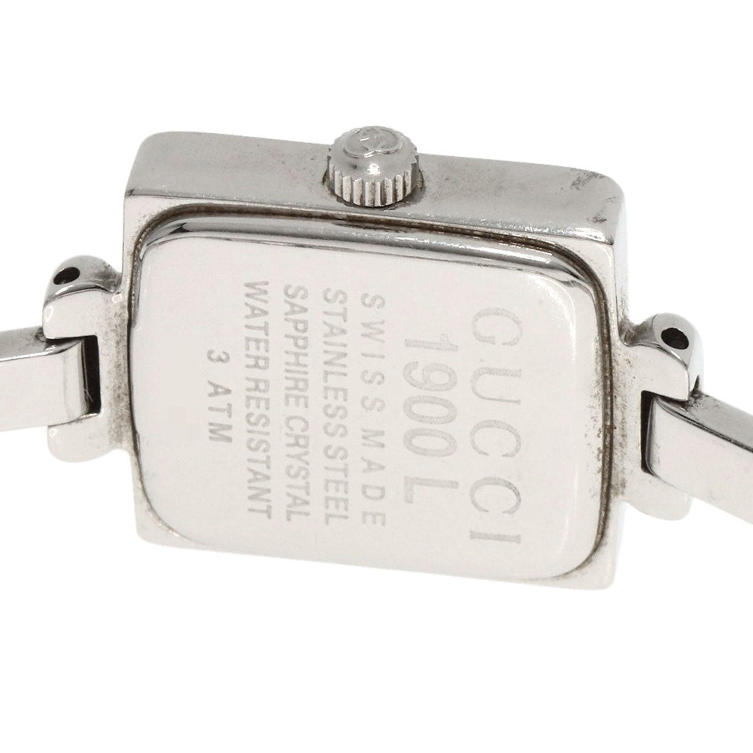 GUCCI Watches Quartz 1900L Stainless Steel , Stainless Steel Silver Square face black dial Women Used Authentic