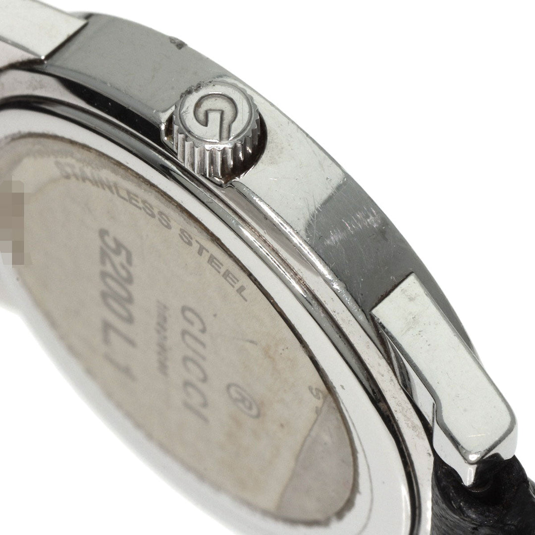 GUCCI Watches Quartz 5200L.1 Stainless Steel, Leather Silver Round face black dial Women Used Authentic