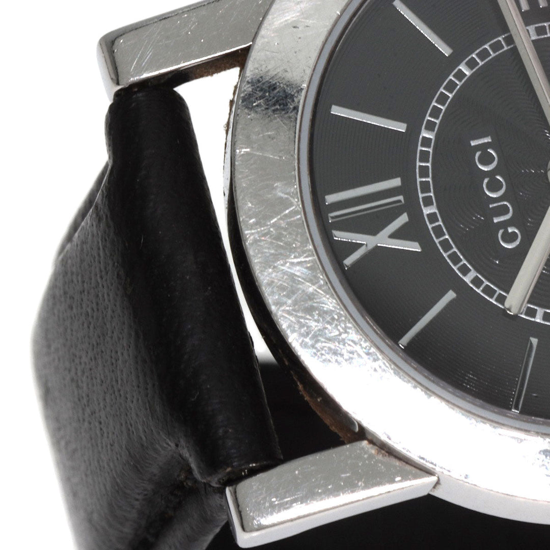 GUCCI Watches Quartz 5200L.1 Stainless Steel, Leather Silver Round face black dial Women Used Authentic