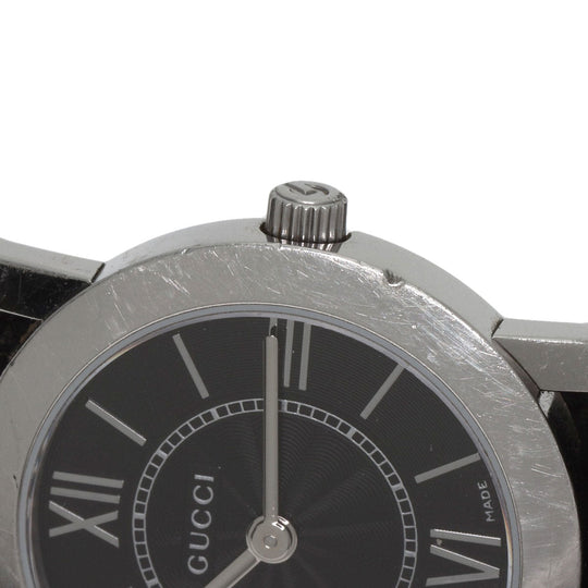 GUCCI Watches Quartz 5200L.1 Stainless Steel, Leather Silver Round face black dial Women Used Authentic