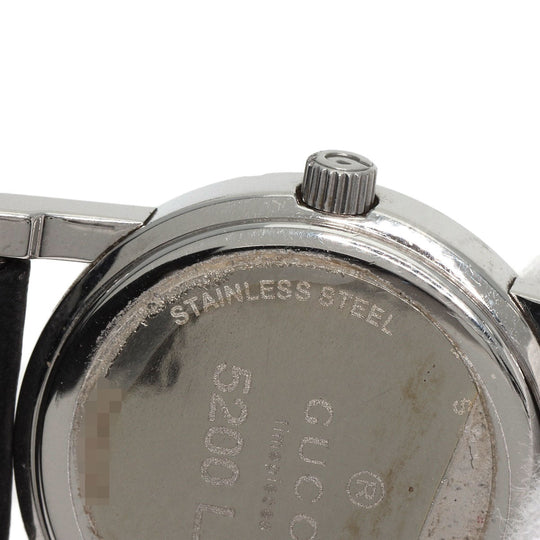 GUCCI Watches Quartz 5200L.1 Stainless Steel, Leather Silver Round face black dial Women Used Authentic
