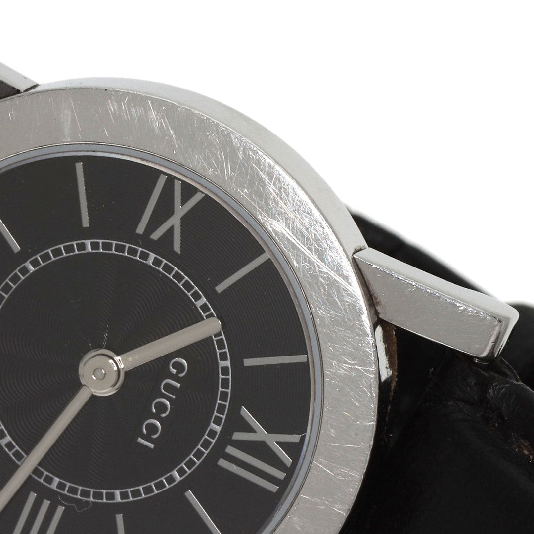 GUCCI Watches Quartz 5200L.1 Stainless Steel, Leather Silver Round face black dial Women Used Authentic