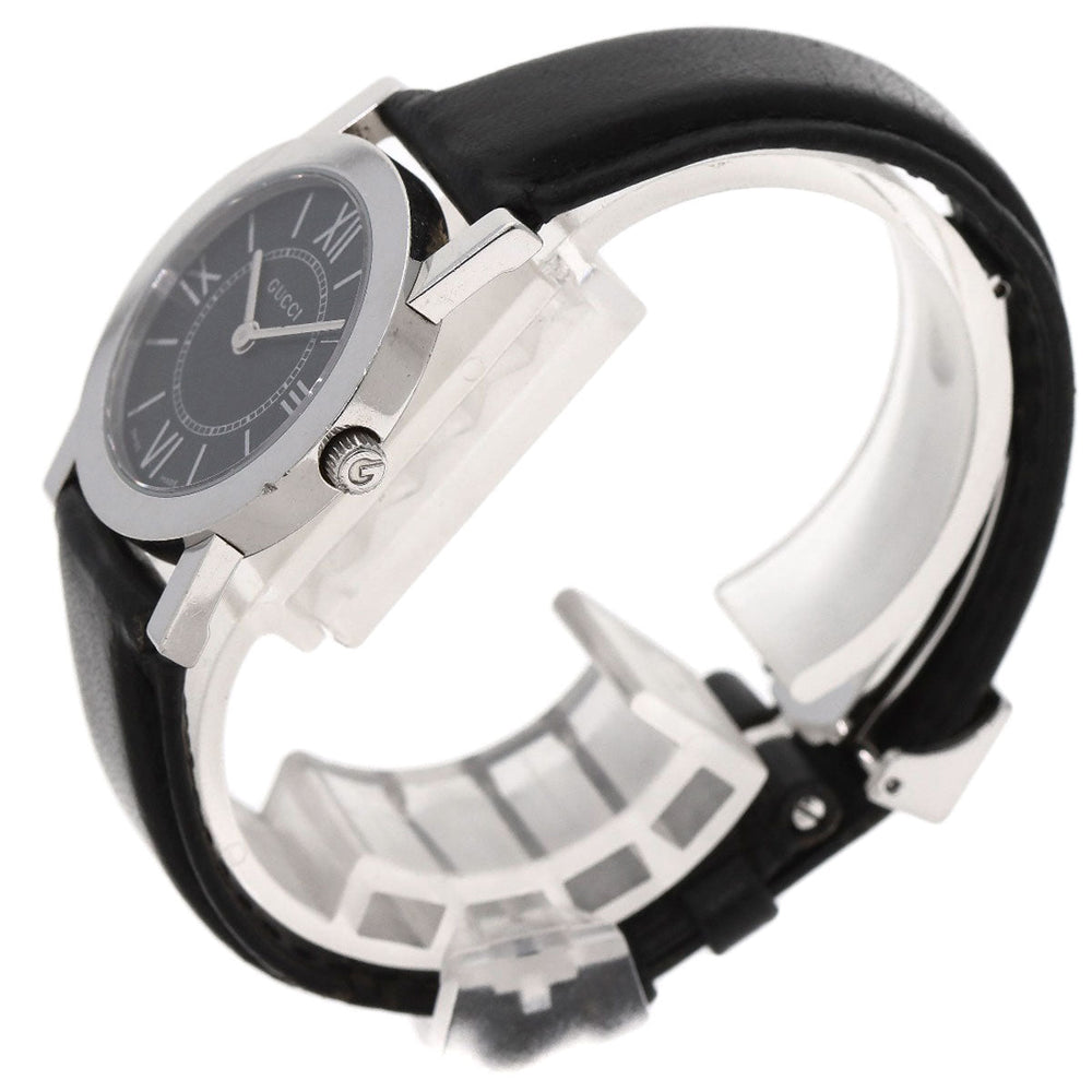 GUCCI Watches Quartz 5200L.1 Stainless Steel, Leather Silver Round face black dial Women Used Authentic