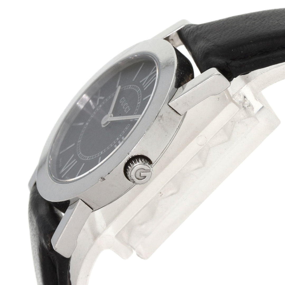GUCCI Watches Quartz 5200L.1 Stainless Steel, Leather Silver Round face black dial Women Used Authentic