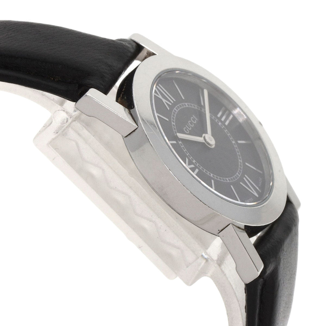 GUCCI Watches Quartz 5200L.1 Stainless Steel, Leather Silver Round face black dial Women Used Authentic