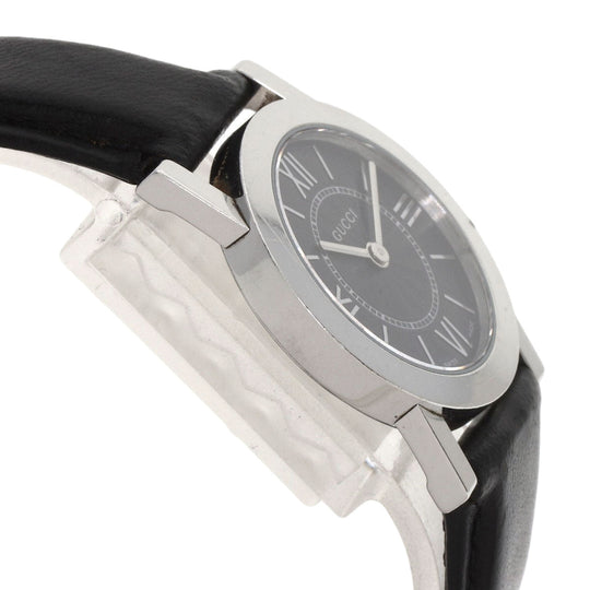 GUCCI Watches Quartz 5200L.1 Stainless Steel, Leather Silver Round face black dial Women Used Authentic