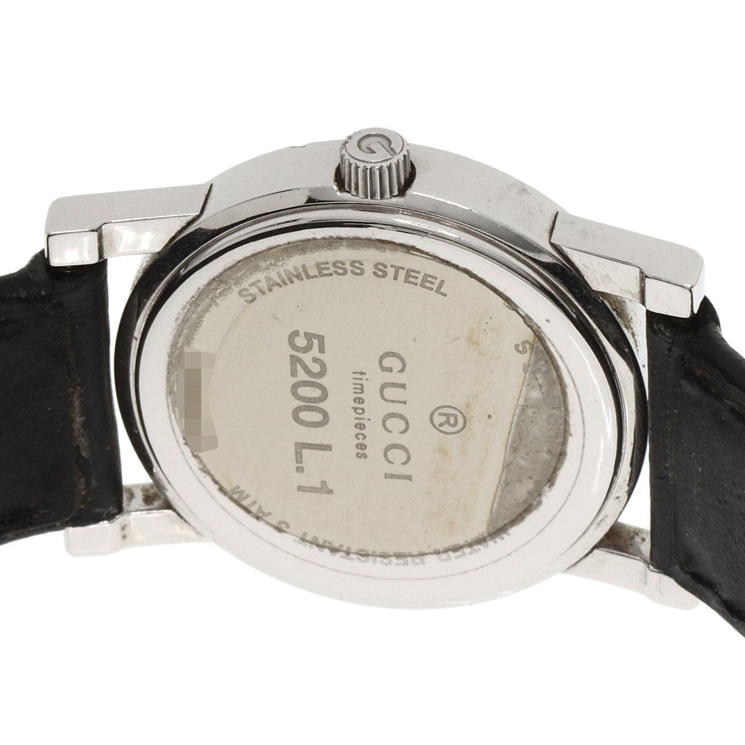 GUCCI Watches Quartz 5200L.1 Stainless Steel, Leather Silver Round face black dial Women Used Authentic