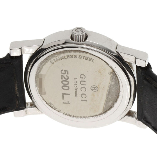 GUCCI Watches Quartz 5200L.1 Stainless Steel, Leather Silver Round face black dial Women Used Authentic