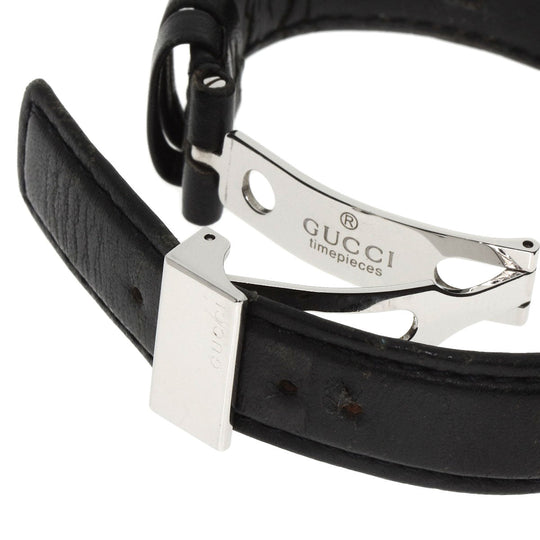 GUCCI Watches Quartz 5200L.1 Stainless Steel, Leather Silver Round face black dial Women Used Authentic
