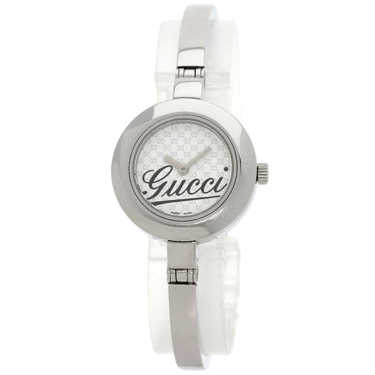 GUCCI Watches Quartz 105 Stainless Steel , Stainless Steel Silver Round face white dial Women Used Authentic