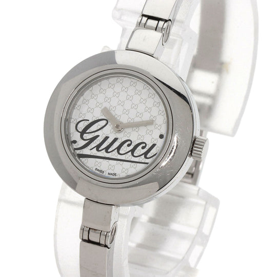 GUCCI Watches Quartz 105 Stainless Steel , Stainless Steel Silver Round face white dial Women Used Authentic