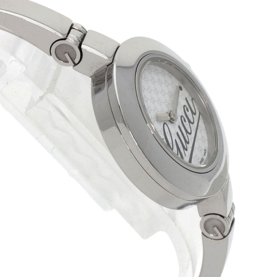 GUCCI Watches Quartz 105 Stainless Steel , Stainless Steel Silver Round face white dial Women Used Authentic