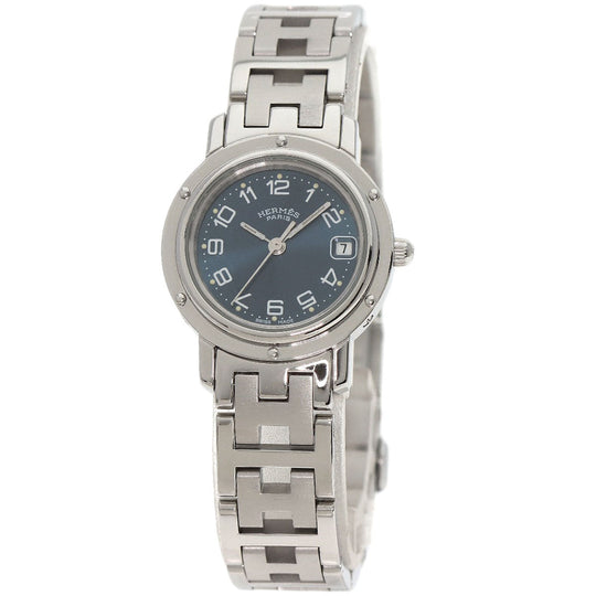 HERMES Watches Quartz CL4.210 Stainless Steel , Stainless Steel Silver Clipper blue dial Women Used Authentic