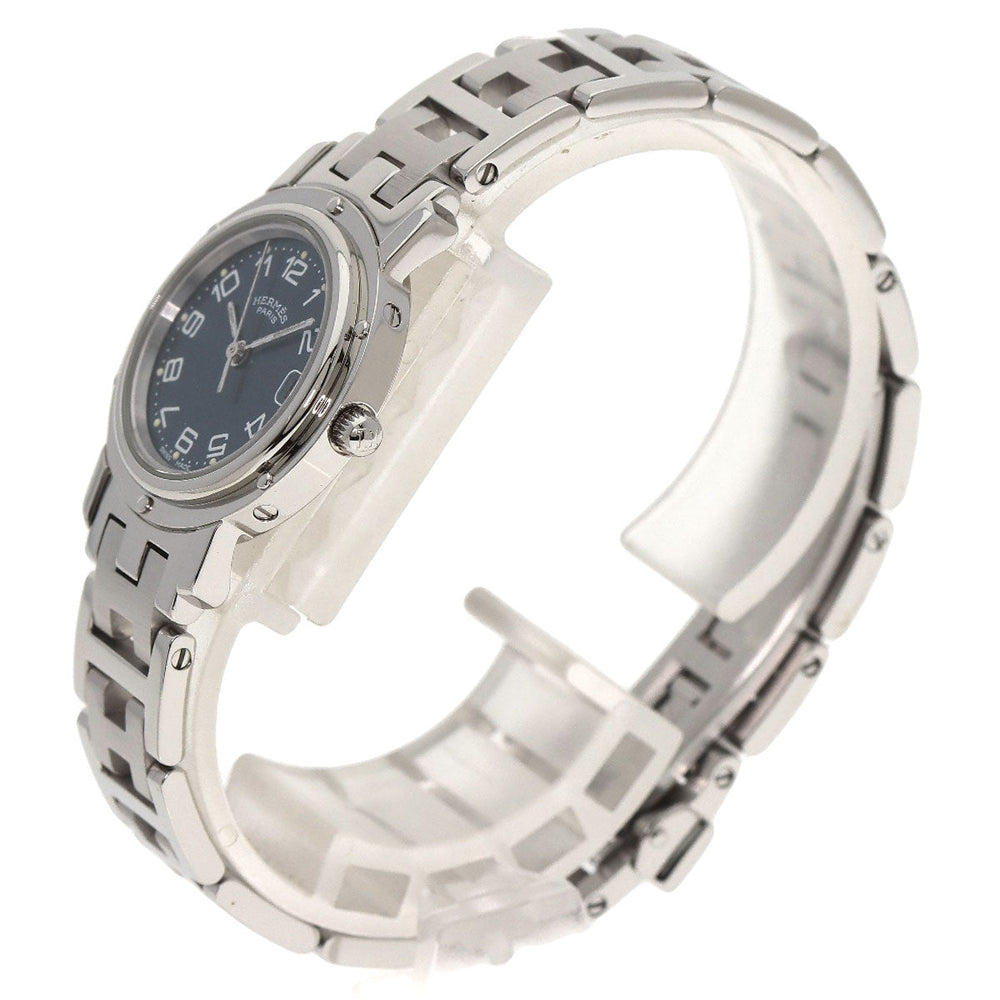 HERMES Watches Quartz CL4.210 Stainless Steel , Stainless Steel Silver Clipper blue dial Women Used Authentic
