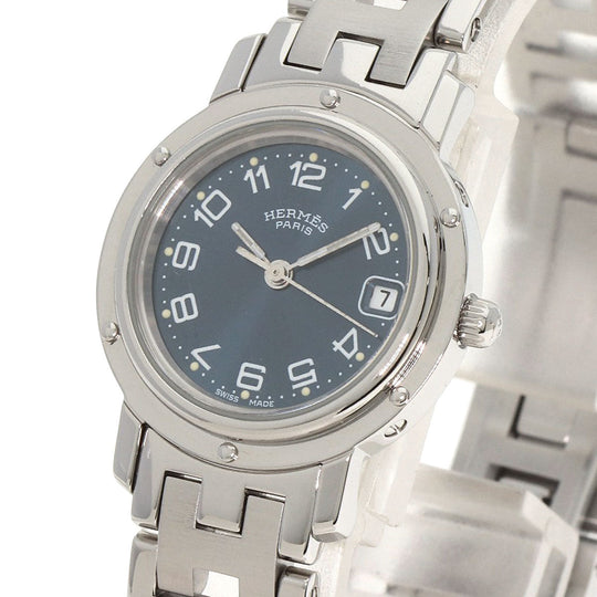 HERMES Watches Quartz CL4.210 Stainless Steel , Stainless Steel Silver Clipper blue dial Women Used Authentic