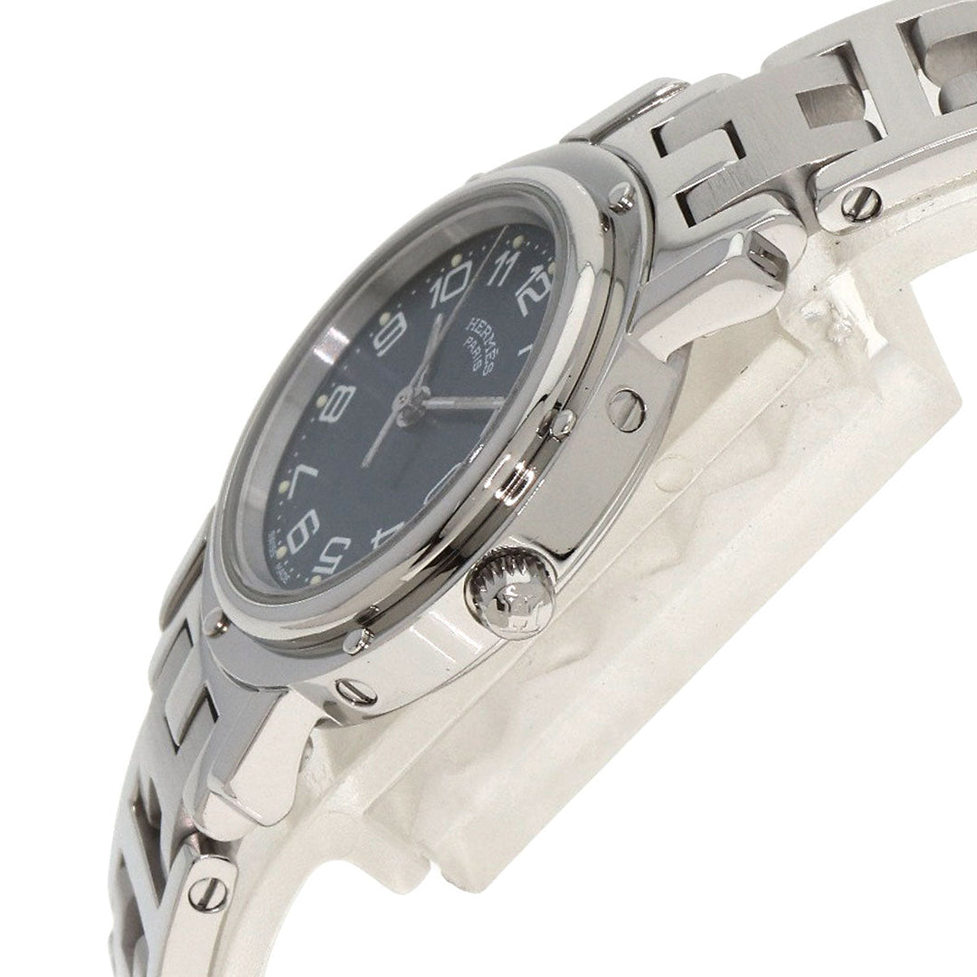 HERMES Watches Quartz CL4.210 Stainless Steel , Stainless Steel Silver Clipper blue dial Women Used Authentic