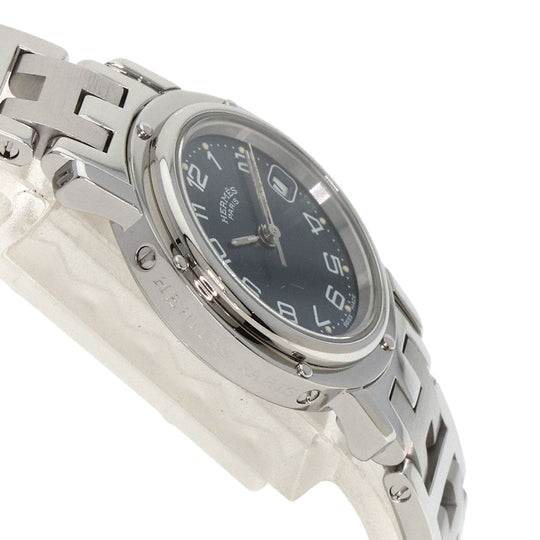 HERMES Watches Quartz CL4.210 Stainless Steel , Stainless Steel Silver Clipper blue dial Women Used Authentic