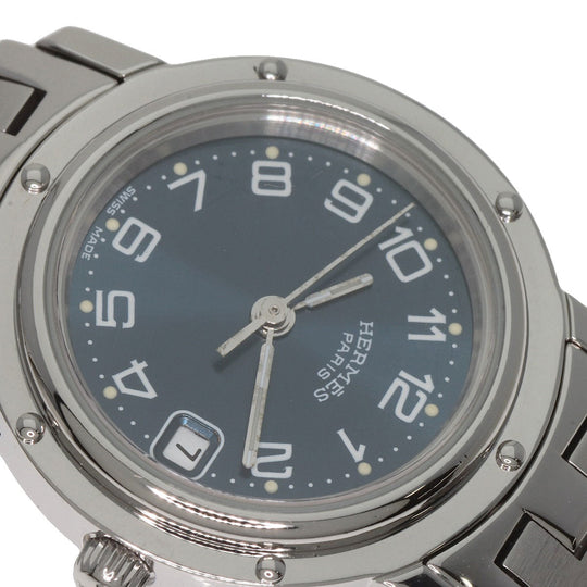 HERMES Watches Quartz CL4.210 Stainless Steel , Stainless Steel Silver Clipper blue dial Women Used Authentic