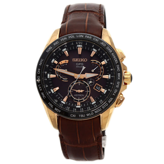 SEIKO Watches Solar Powered SBXB060 8X53-0AF0-2 Gold Plated, Leather gold Astron Novak Djokovic collaboration limited to 3000 pieces Brown dial mens Used Authentic