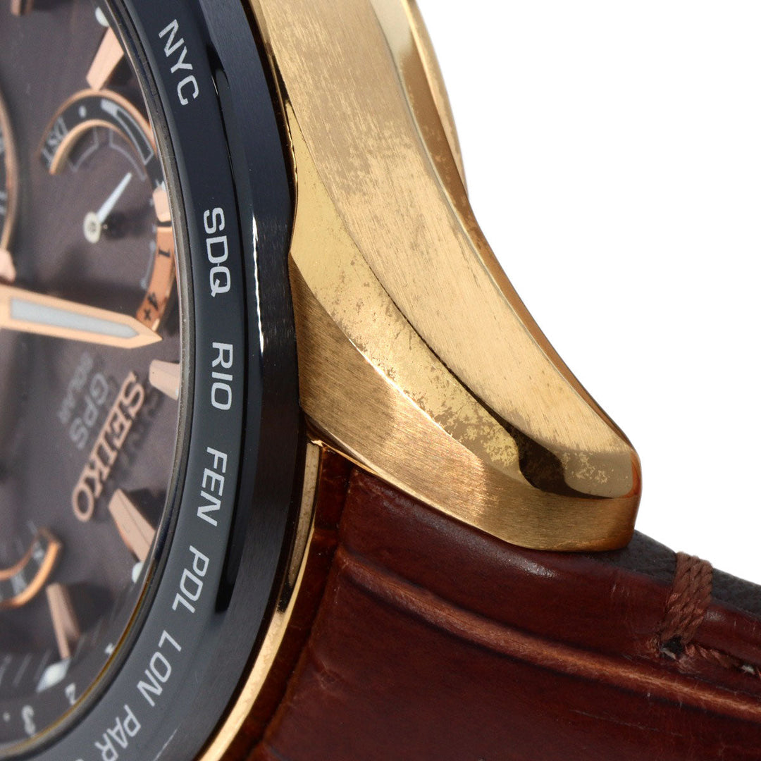 SEIKO Watches Solar Powered SBXB060 8X53-0AF0-2 Gold Plated, Leather gold Astron Novak Djokovic collaboration limited to 3000 pieces Brown dial mens Used Authentic