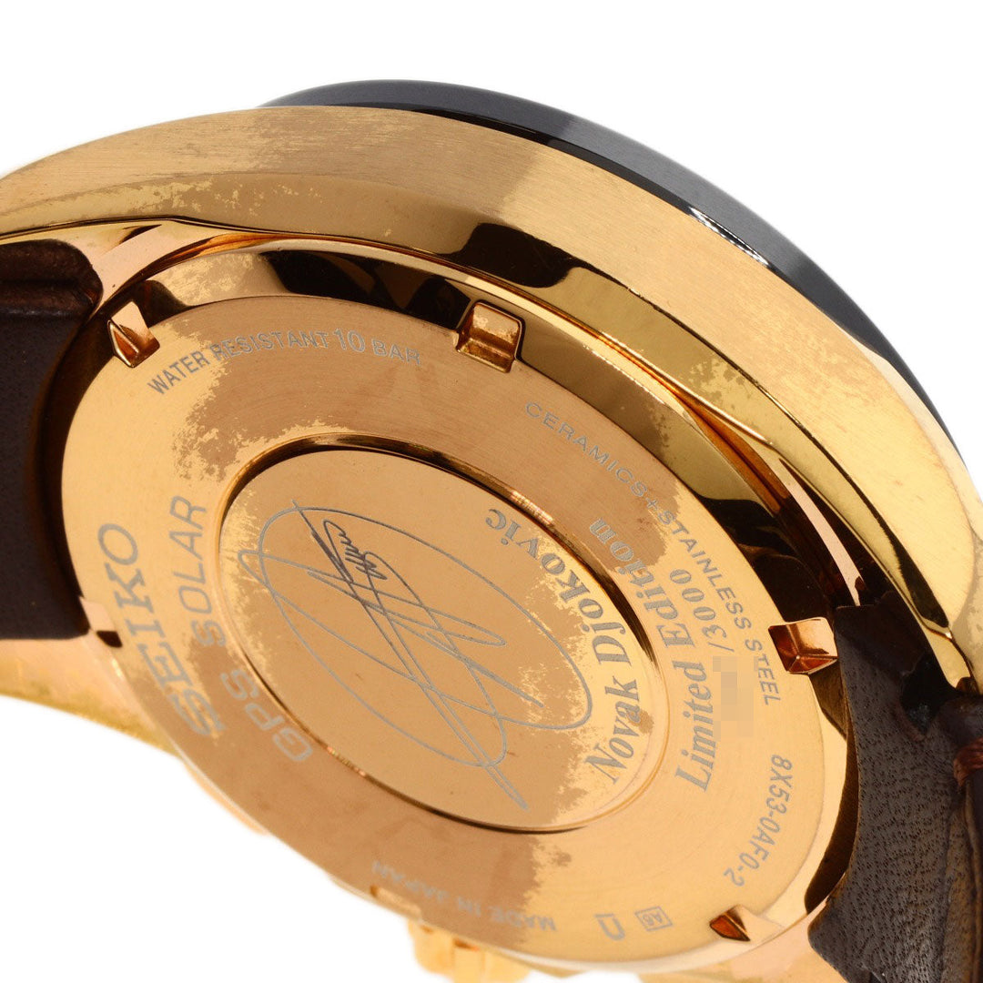 SEIKO Watches Solar Powered SBXB060 8X53-0AF0-2 Gold Plated, Leather gold Astron Novak Djokovic collaboration limited to 3000 pieces Brown dial mens Used Authentic