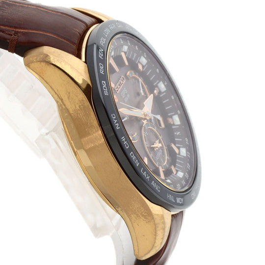 SEIKO Watches Solar Powered SBXB060 8X53-0AF0-2 Gold Plated, Leather gold Astron Novak Djokovic collaboration limited to 3000 pieces Brown dial mens Used Authentic