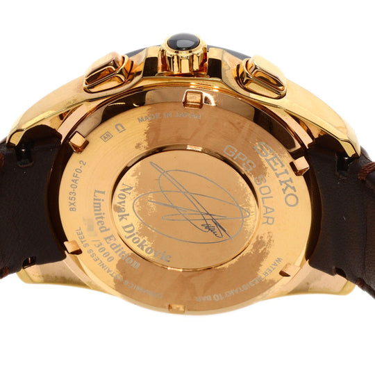 SEIKO Watches Solar Powered SBXB060 8X53-0AF0-2 Gold Plated, Leather gold Astron Novak Djokovic collaboration limited to 3000 pieces Brown dial mens Used Authentic