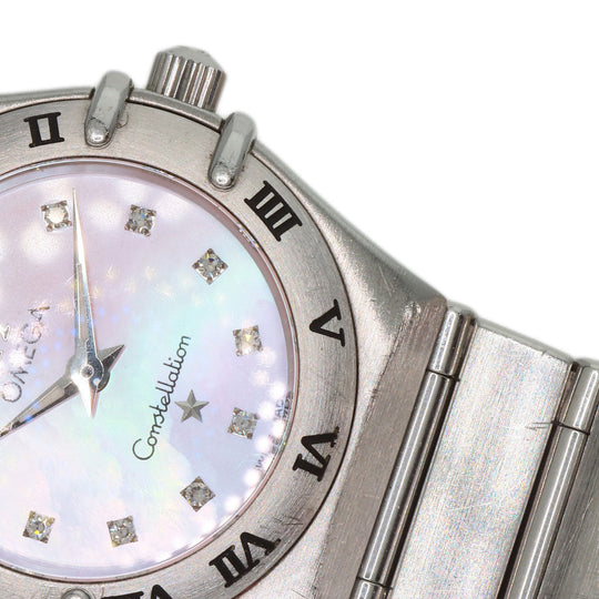 OMEGA Watches Quartz 1567.66 Stainless Steel , Stainless Steel Silver Constellation 12P Diamond Pink shell dial Women Used Authentic
