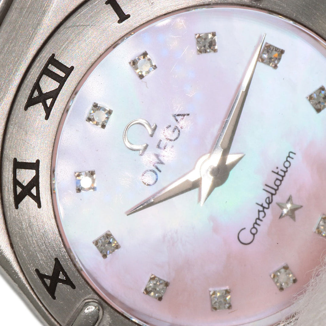 OMEGA Watches Quartz 1567.66 Stainless Steel , Stainless Steel Silver Constellation 12P Diamond Pink shell dial Women Used Authentic