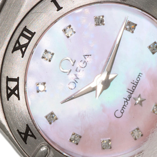 OMEGA Watches Quartz 1567.66 Stainless Steel , Stainless Steel Silver Constellation 12P Diamond Pink shell dial Women Used Authentic
