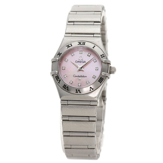 OMEGA Watches Quartz 1567.66 Stainless Steel , Stainless Steel Silver Constellation 12P Diamond Pink shell dial Women Used Authentic