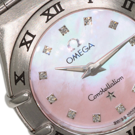 OMEGA Watches Quartz 1567.66 Stainless Steel , Stainless Steel Silver Constellation 12P Diamond Pink shell dial Women Used Authentic
