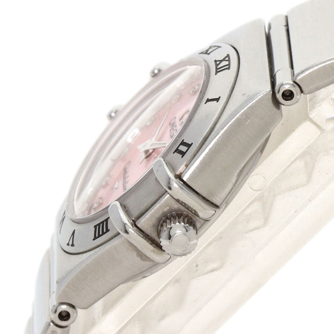 OMEGA Watches Quartz 1567.66 Stainless Steel , Stainless Steel Silver Constellation 12P Diamond Pink shell dial Women Used Authentic