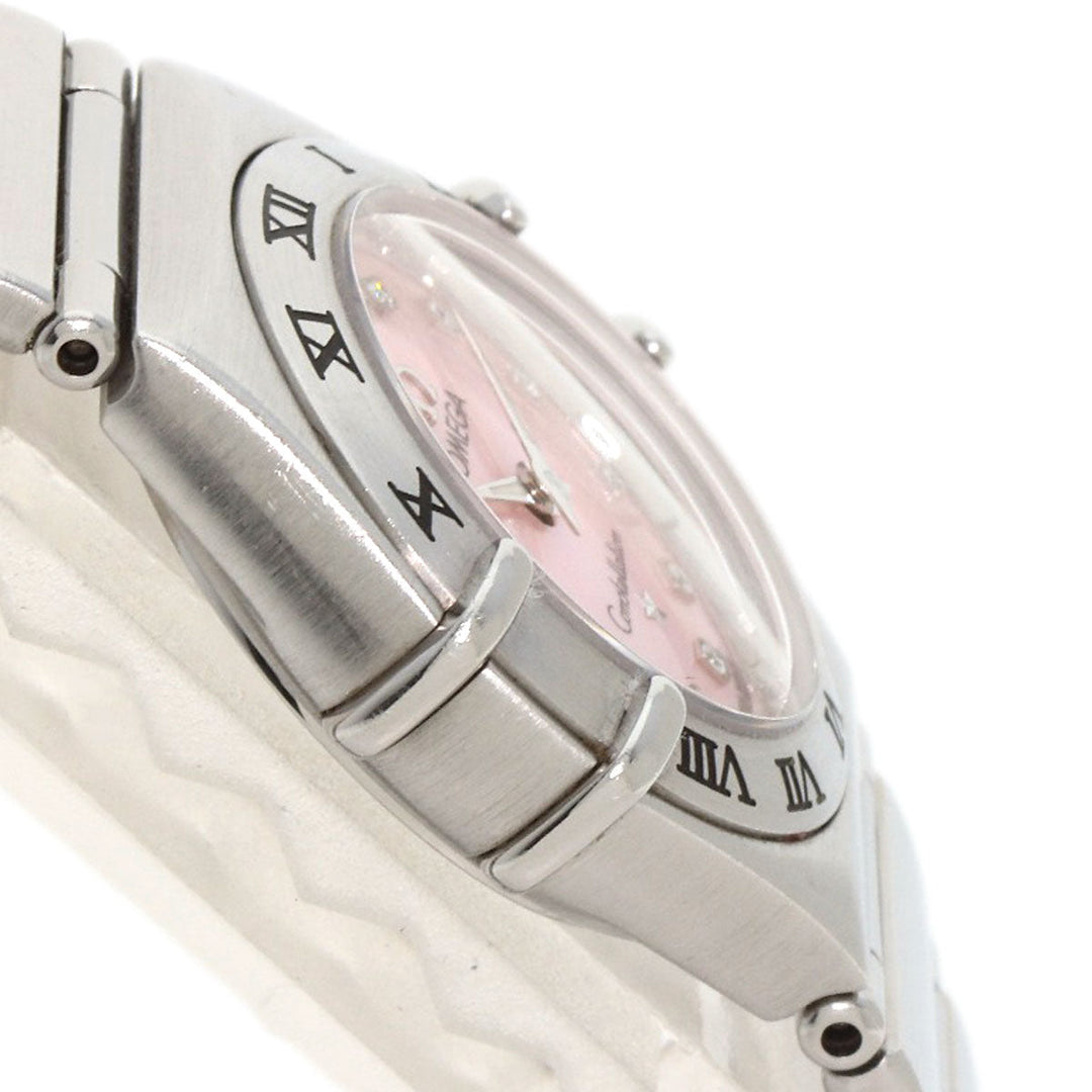 OMEGA Watches Quartz 1567.66 Stainless Steel , Stainless Steel Silver Constellation 12P Diamond Pink shell dial Women Used Authentic
