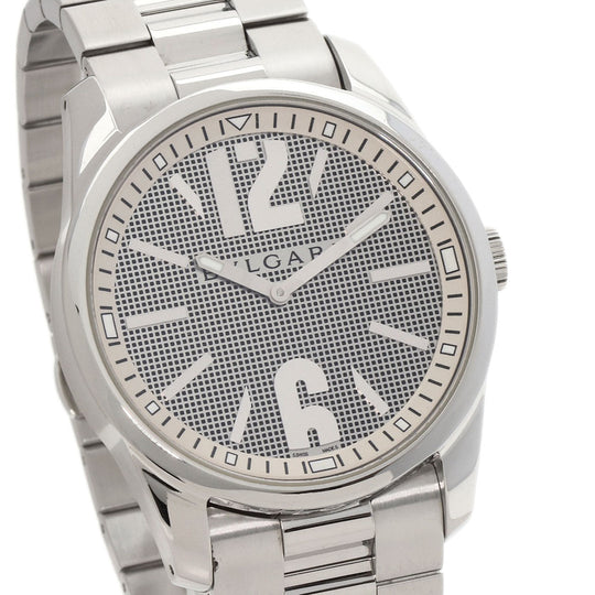 BVLGARI Watches Quartz ST42SS Stainless Steel , Stainless Steel Silver Solo tempo Silver dial mens Used Authentic