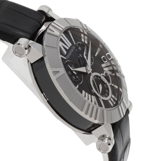 TIFFANY&Co. Watches Quartz Z1301.32.11A10A71A Stainless Steel, Leather Silver Atlas chronograph black dial mens Used Authentic