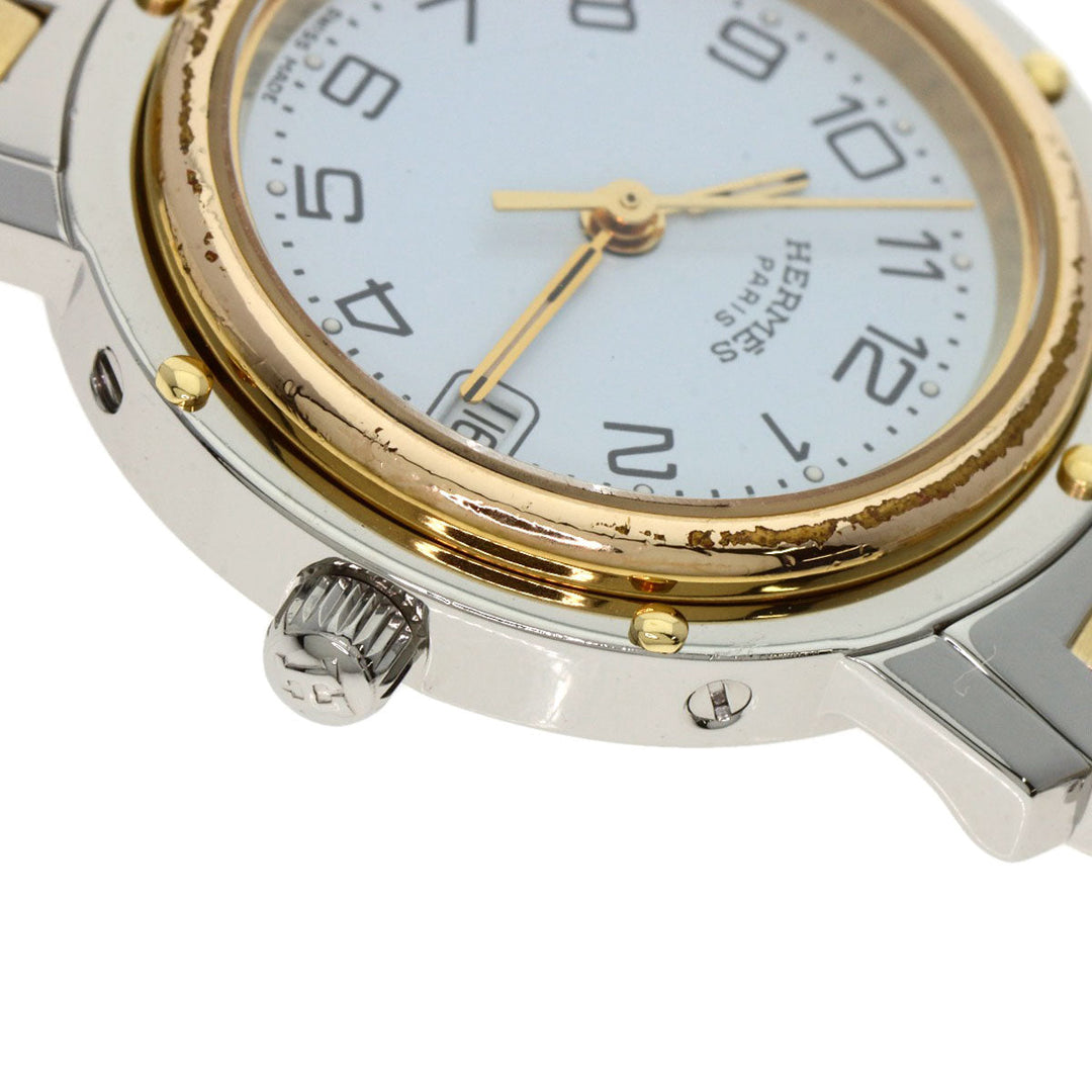 HERMES Watches Quartz Stainless Steel , SSxGP gold Clipper old type white dial Women Used Authentic