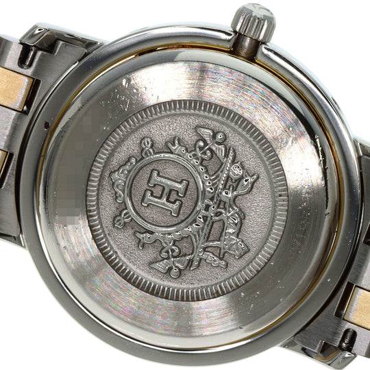 HERMES Watches Quartz Stainless Steel , SSxGP gold Clipper old type white dial Women Used Authentic