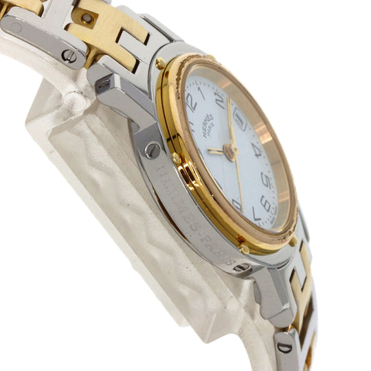 HERMES Watches Quartz Stainless Steel , SSxGP gold Clipper old type white dial Women Used Authentic