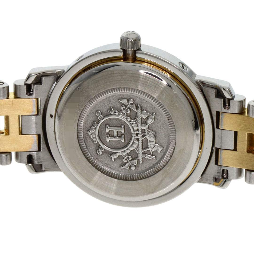 HERMES Watches Quartz Stainless Steel , SSxGP gold Clipper old type white dial Women Used Authentic