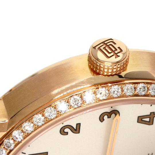 TIFFANY&Co. Watches Mechanical Automatic CT60 K18PG, Leather, Diamond gold Round Face Bezel Diamond Silver dial mens Used Authentic